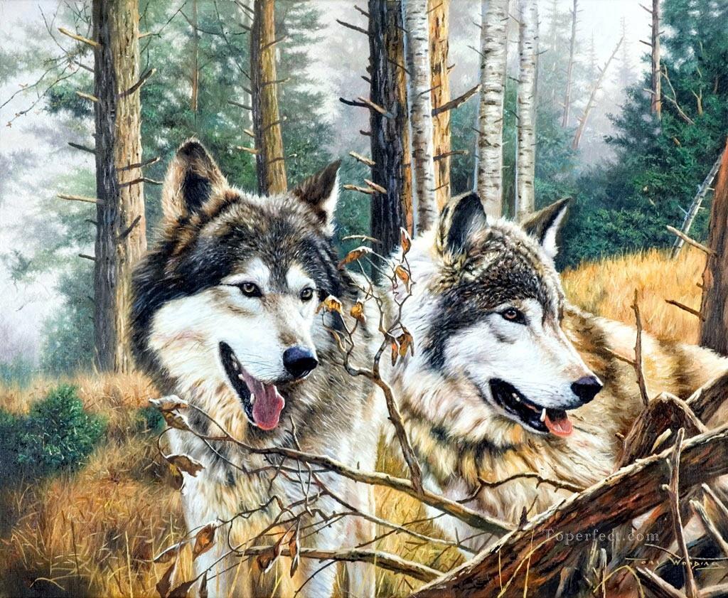 wooding wolves Oil Paintings